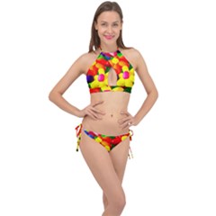 Toy Balloon Flowers Cross Front Halter Bikini Set by FunnyCow