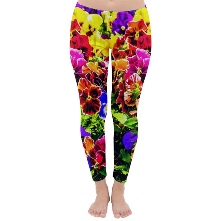 Viola Tricolor Flowers Classic Winter Leggings