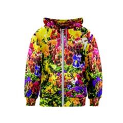 Viola Tricolor Flowers Kids  Zipper Hoodie by FunnyCow