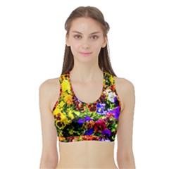 Viola Tricolor Flowers Sports Bra With Border by FunnyCow