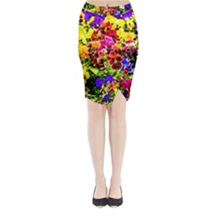 Viola Tricolor Flowers Midi Wrap Pencil Skirt by FunnyCow