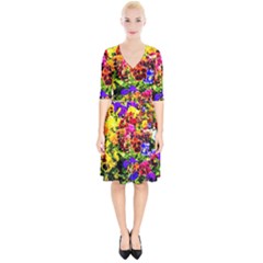 Viola Tricolor Flowers Wrap Up Cocktail Dress by FunnyCow