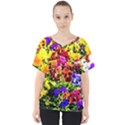 Viola Tricolor Flowers V-Neck Dolman Drape Top View1