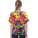 Viola Tricolor Flowers V-Neck Dolman Drape Top View2