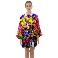 Viola Tricolor Flowers Long Sleeve Kimono Robe by FunnyCow