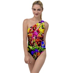 Viola Tricolor Flowers To One Side Swimsuit by FunnyCow