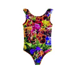 Viola Tricolor Flowers Kids  Frill Swimsuit by FunnyCow