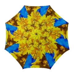 Yellow Maple Leaves Golf Umbrellas by FunnyCow