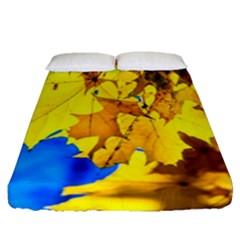 Yellow Maple Leaves Fitted Sheet (queen Size) by FunnyCow