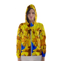 Yellow Maple Leaves Hooded Windbreaker (women) by FunnyCow