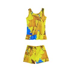 Yellow Maple Leaves Kid s Boyleg Swimsuit