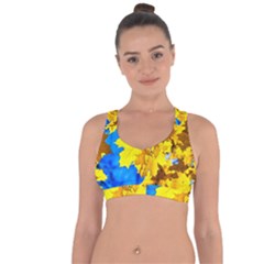 Yellow Maple Leaves Cross String Back Sports Bra by FunnyCow