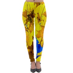 Yellow Maple Leaves Lightweight Velour Leggings