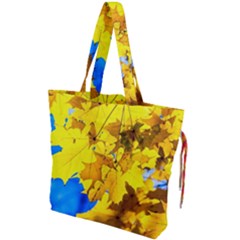 Yellow Maple Leaves Drawstring Tote Bag