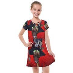 Funny, Cute Giraffe With Cool Hat Kids  Cross Web Dress