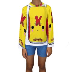 Kawaii Cute Tennants Lager Can Kids  Long Sleeve Swimwear by CuteKawaii1982