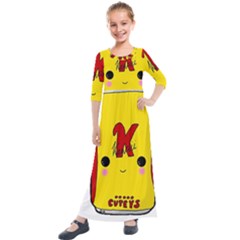 Kawaii Cute Tennants Lager Can Kids  Quarter Sleeve Maxi Dress by CuteKawaii1982