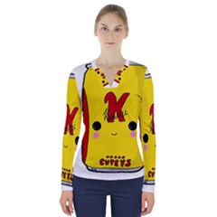 Kawaii Cute Tennants Lager Can V-neck Long Sleeve Top