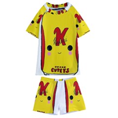 Kawaii Cute Tennants Lager Can Kids  Swim Tee And Shorts Set