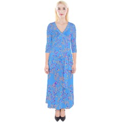 Periwinkle Blue Quarter Sleeve Wrap Maxi Dress