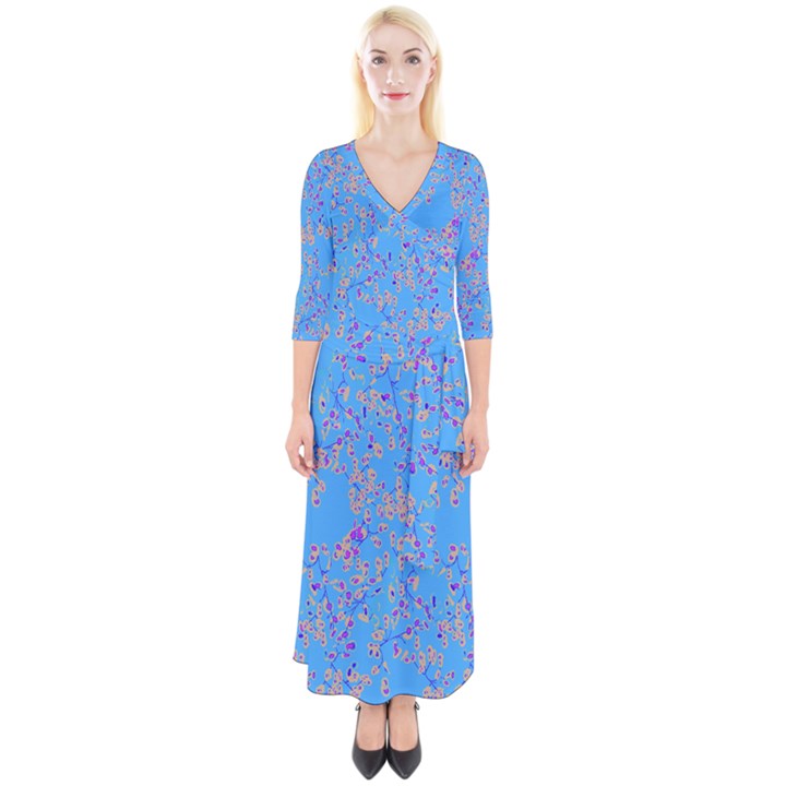 Periwinkle Blue Quarter Sleeve Wrap Maxi Dress