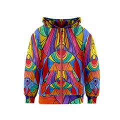 Arcturian Insight Grid - Kids  Zipper Hoodie by tealswan