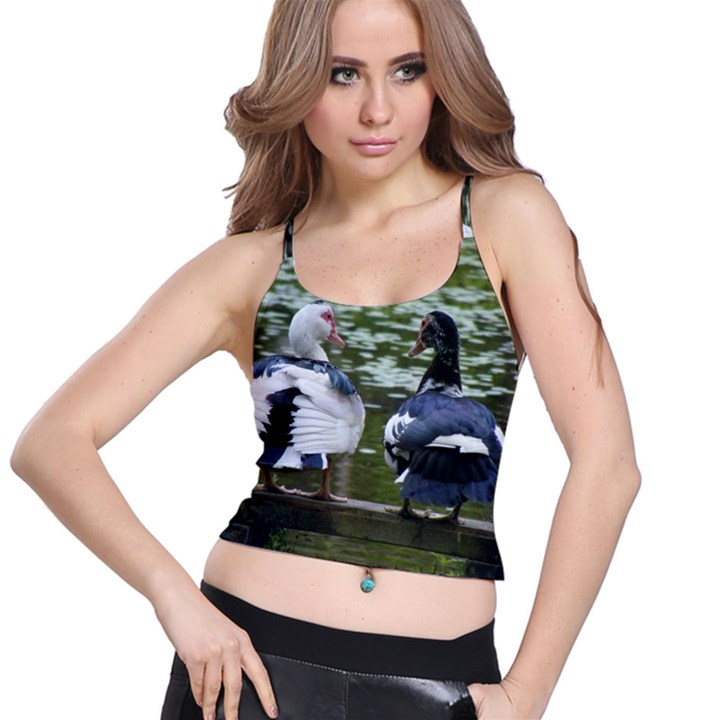 Muscovy Ducks at the Pond Spaghetti Strap Bra Top