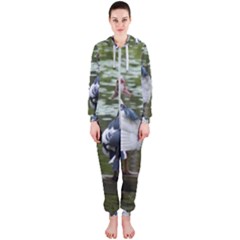 Muscovy Ducks At The Pond Hooded Jumpsuit (ladies) 