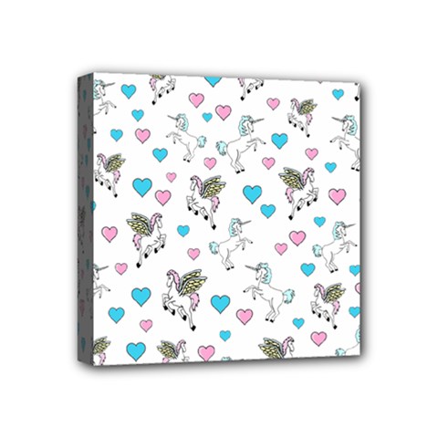 Unicorn, Pegasus And Hearts Mini Canvas 4  X 4  (stretched) by IIPhotographyAndDesigns