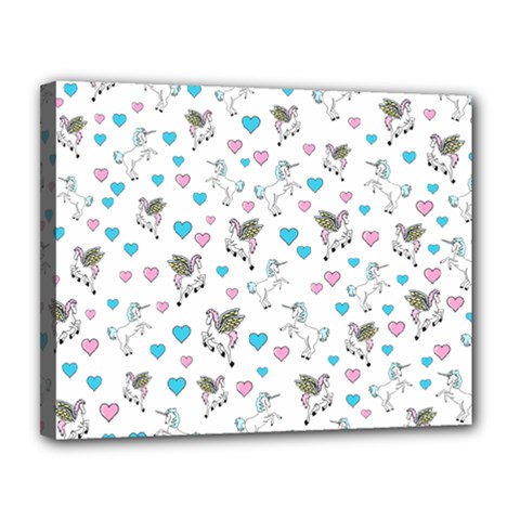 Unicorn, Pegasus And Hearts Canvas 14  X 11  (stretched) by IIPhotographyAndDesigns