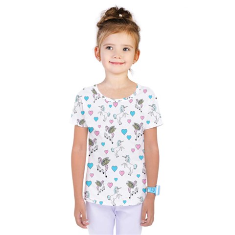 Unicorn, Pegasus And Hearts Kids  One Piece Tee by IIPhotographyAndDesigns