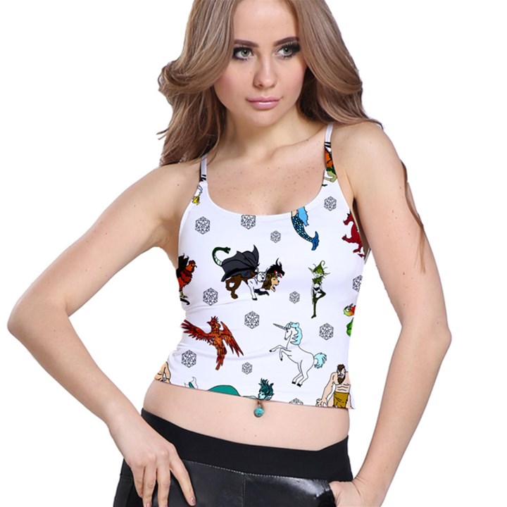 Dundgeon and Dragons Dice and Creatures Spaghetti Strap Bra Top