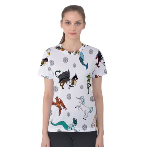 Dundgeon And Dragons Dice And Creatures Women s Cotton Tee by IIPhotographyAndDesigns