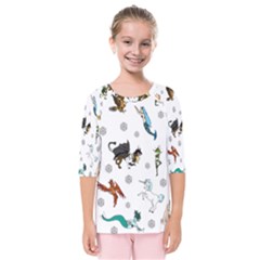 Dundgeon And Dragons Dice And Creatures Kids  Quarter Sleeve Raglan Tee