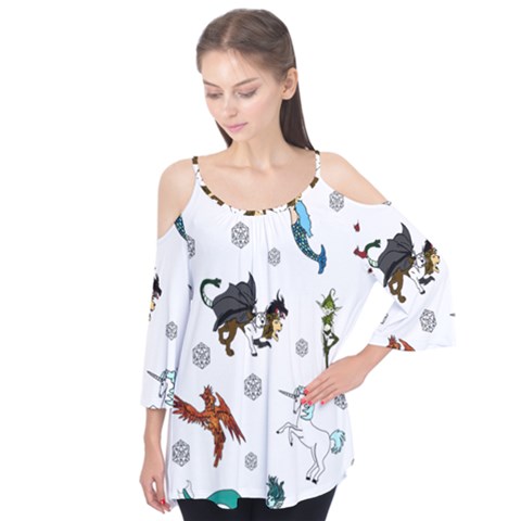 Dundgeon And Dragons Dice And Creatures Flutter Tees by IIPhotographyAndDesigns