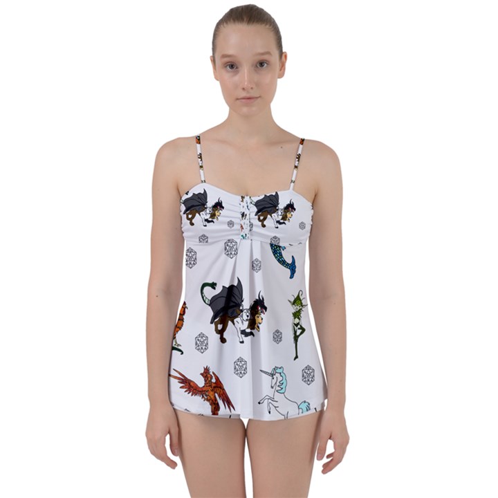 Dundgeon and Dragons Dice and Creatures Babydoll Tankini Set