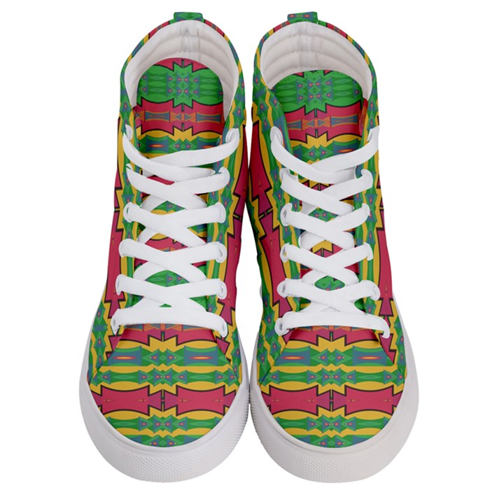 Shapes rows pattern                              Women s Hi-Top Skate Sneakers