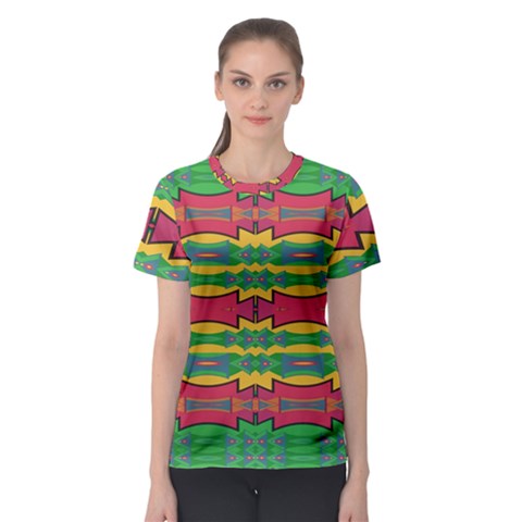 Shapes Rows Pattern                                       Women s Sport Mesh Tee by LalyLauraFLM