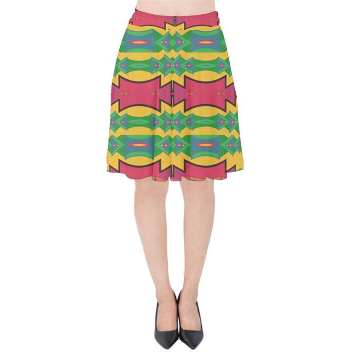 Shapes rows pattern                                 Velvet High Waist Skirt