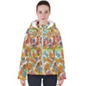 Colorful paint brushes on a white background                                       Women s Hooded Puffer Jacket View1