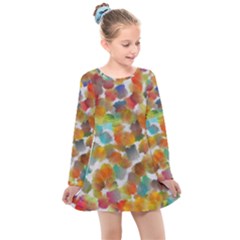 Colorful Paint Brushes On A White Background                                       Kids  Long Sleeve Dress by LalyLauraFLM