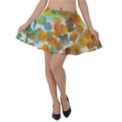 Colorful Paint Brushes On A White Background                                       Velvet Skater Skirt by LalyLauraFLM