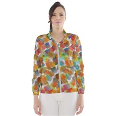 Colorful Paint Brushes On A White Background                                        Wind Breaker (women) by LalyLauraFLM