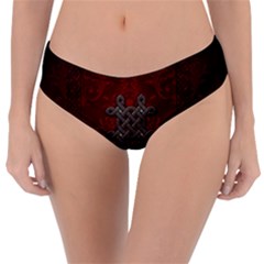 Decorative Celtic Knot On Dark Vintage Background Reversible Classic Bikini Bottoms by FantasyWorld7