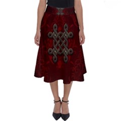 Decorative Celtic Knot On Dark Vintage Background Perfect Length Midi Skirt by FantasyWorld7