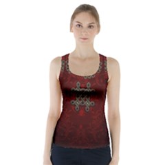 Decorative Celtic Knot On Dark Vintage Background Racer Back Sports Top by FantasyWorld7