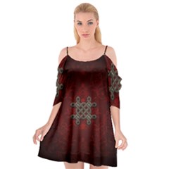 Decorative Celtic Knot On Dark Vintage Background Cutout Spaghetti Strap Chiffon Dress by FantasyWorld7