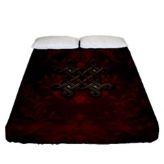 Decorative Celtic Knot On Dark Vintage Background Fitted Sheet (queen Size) by FantasyWorld7