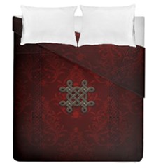 Decorative Celtic Knot On Dark Vintage Background Duvet Cover Double Side (queen Size) by FantasyWorld7