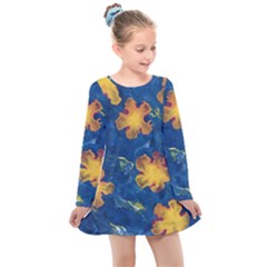 Dusk Flowers Kids  Long Sleeve Dress by lwdStudio4Kids